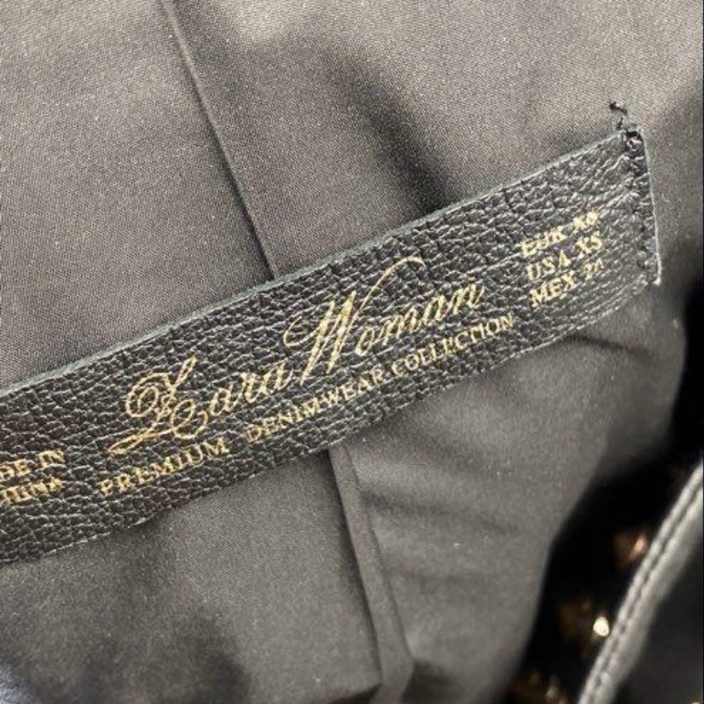 Zara Premium Limited Ed. Lambskin Black/Gold Studded Moto Jacket. Size XS - Picture 2 of 6
